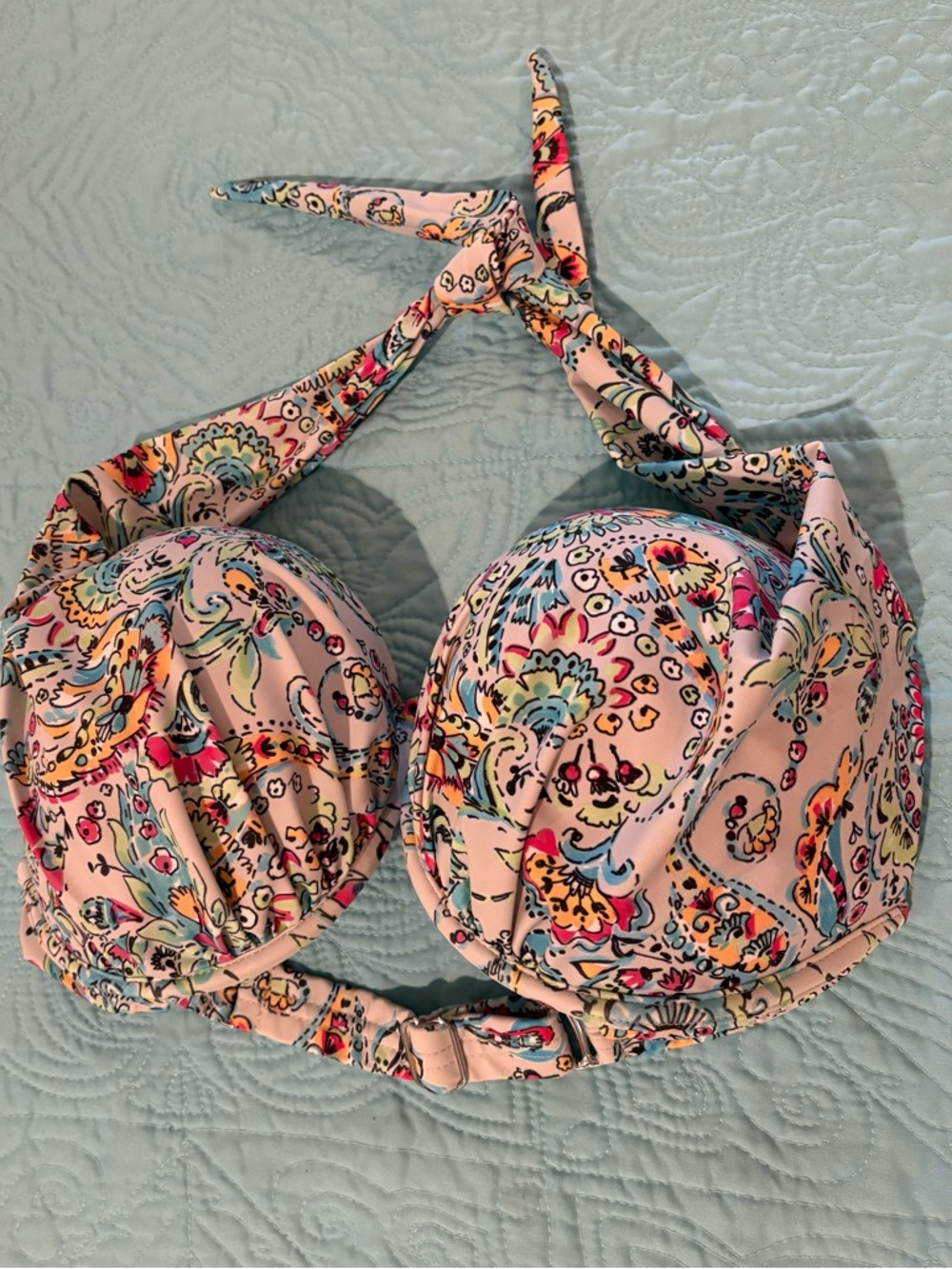 VENUS Pink Paisley Halter Bikini Top size DDD